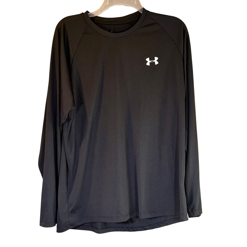 Under Armour Long Sleeve Shirt Mens Black HeatGear Moisture Wicking Training